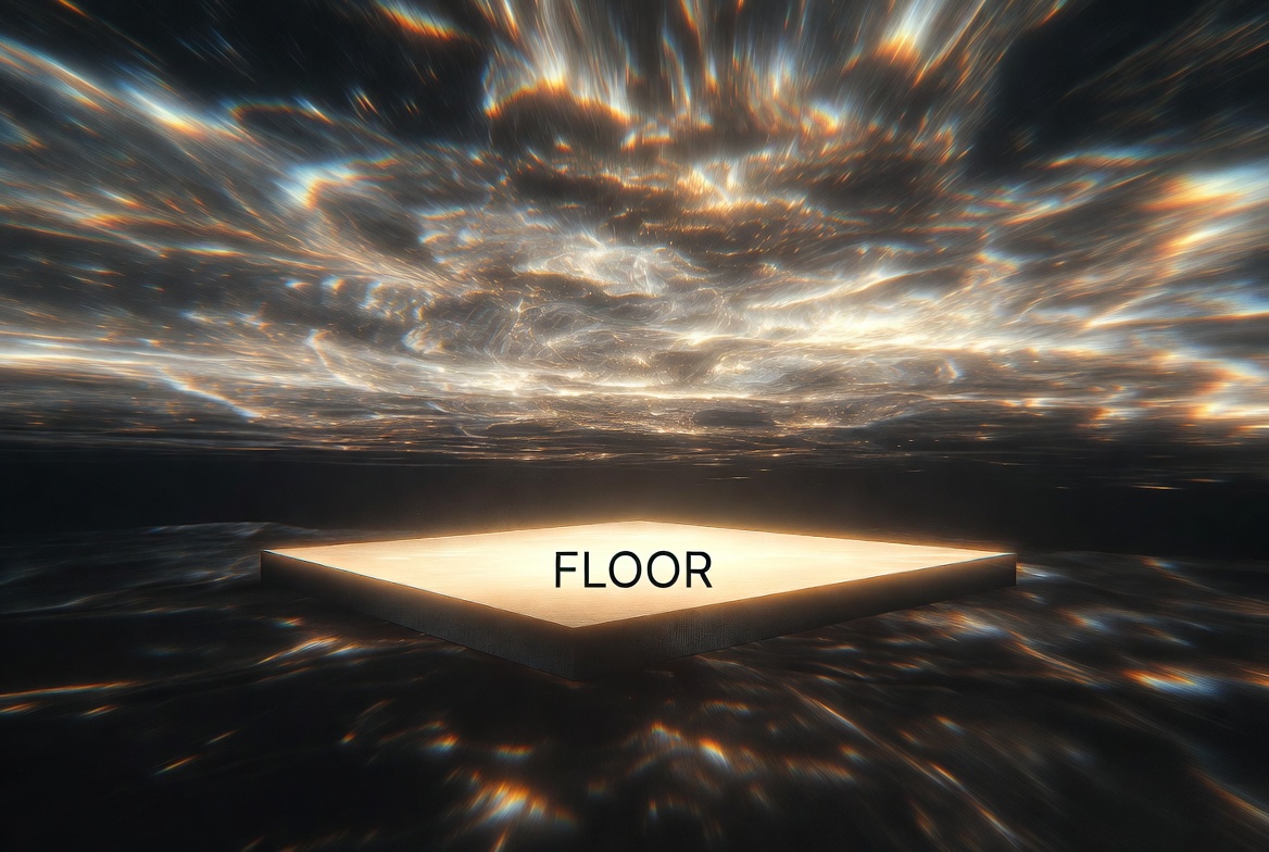 The schema floor stays level and undisturbed while chaotic anomaly conditions churn above it